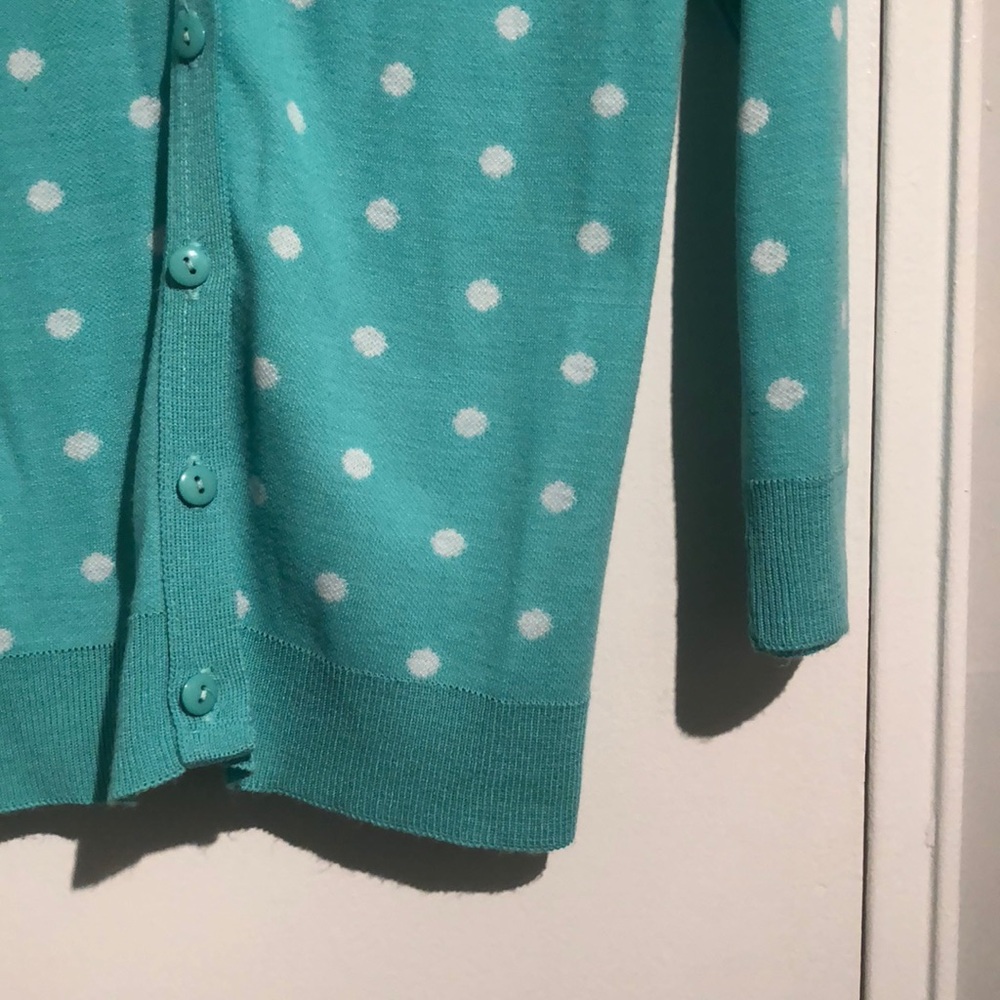 Turquoise Polka Dotted 3/4 Sleeve Cardigan